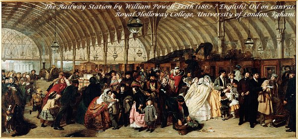 The Railway Station by William Powell Frith (1862 - English). Oil on canvas. Royal Holloway College, University of London, Egham.